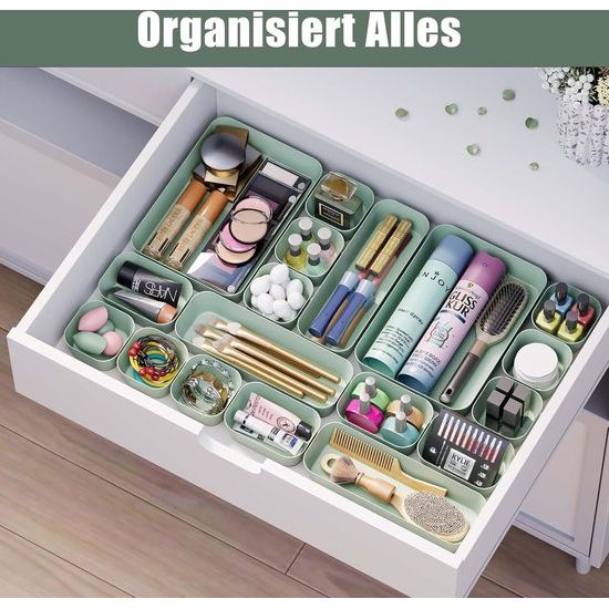 Lade-organizer, 10 stuks, 3 maten, make-uptafel-organizer, opbergsysteem, antislip, voor make-up, bureau, badkamer, badkamer en keuken