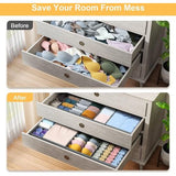 10 stuks stoffen opbergdozen, lade-organizer, opvouwbare kledingkast-organizer, opbergsysteem voor ondergoed, beha's, sokken, kleding, grijs