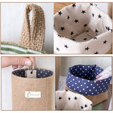 Opbergmanden, 4 stuks opbergtas van katoen en linnen, opvouwbare opbergmand met handvat, kleine hangmand voor speelgoed, make-up, sleutels, kleine voorwerpen