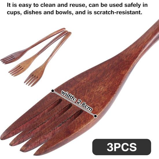 6 Piece Natural Wooden Cutlery Set with Long Handle Janpanese Style for Camping Outdoor Kitchen Cooking Dinner