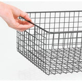 mDesign Alles-in-één Metalen Draadmand - De Flexibele Opbergmand voor Keuken, Voorraadkast, enz. - Universele Draadmand met Handvatten - Donkergrijs