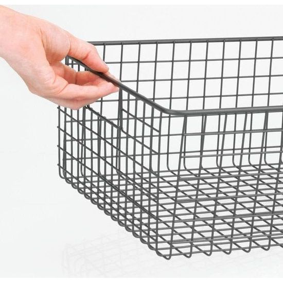 mDesign Alles-in-één Metalen Draadmand - De Flexibele Opbergmand voor Keuken, Voorraadkast, enz. - Universele Draadmand met Handvatten - Donkergrijs