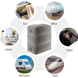 Voetsteun vliegtuig, opblaasbaar voetsteunkussen voor reisauto & thuis & kantoor, in hoogte verstelbaar Flyaway kinderbed, voor slapen op lange vluchten voor kinderen (grijs, 1 stuk)