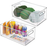 Set van 2 ambachtelijke opbergdozen - geweldige ambachtelijke organizer met handgrepen - perfecte opslag voor glaskralen, schuimrubber, wol of stoffen linten - transparant