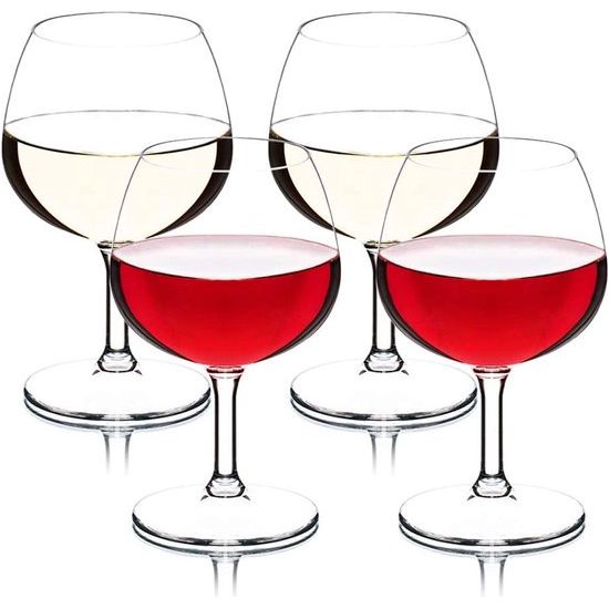Onbreekbaar Tritan-kunststof wijnglas, rode wijn drinkglas, witte wijnglazen glazen glazen voor camping party, BPA-vrij plastic kopje, set van 4, 260 ml