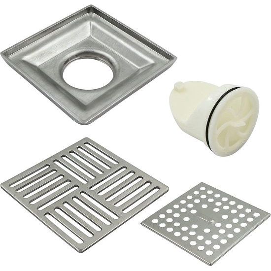 Bathroom Floor Drain Strainer Lid Grid Square Shower Drain Stainless Steel Anti Odour Shower Drain for Toilets, Bathrooms, Kitchens etc (100 x 100 mm, Silver)