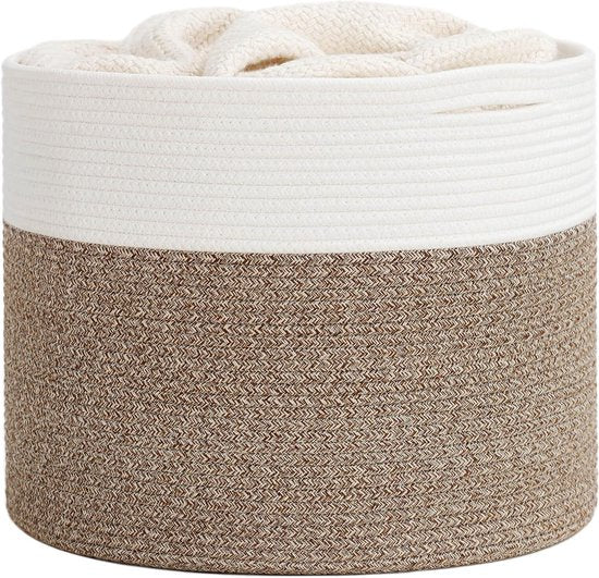 Wasmand, katoenen touw, opbergmand, gevlochten voor dekens, kussens, speelgoed in de kinderkamer, 40 x 35 cm (b x h)