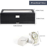 Horlogedoos met 6 vakken, horlogedoos met glazen deksel, 2 niveaus, horlogekoffer met uitneembaar horlogekussen, horlogedoos voor sieraden, ringen, armbanden en halskettingen, zwart