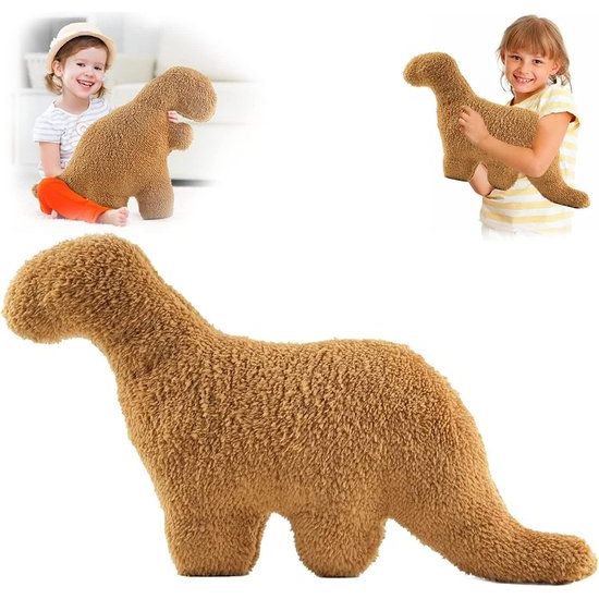 Dinosaurus Nugget Kussen, Kip Nugget Kussen Knuffel, Dino Chicken Nugget Knuffel, Dinosaurus Knuffel Pop, Kussen Verjaardagscadeaus voor Kinderkamer Decoratie (Brontosaurus)