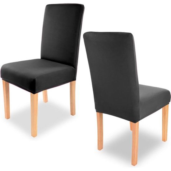 Charles Stretch-stoelhoes, in verschillende kleuren voor ronde en hoekige stoelleuningen, bi-elastische pasvorm, getest conform Oeko-Tex Standaard 100 'vertrouwen in textiel' , zwart, 4 stuks