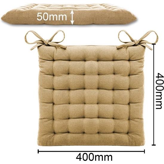 4-delige set, 40 x 40 x 5 cm, stoelkussen voor binnen en buiten, van 100% katoen, verkrijgbaar in verschillende kleuren, beige