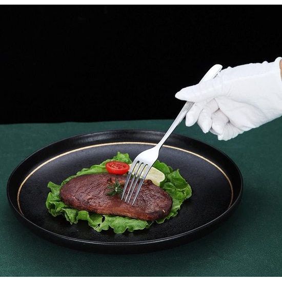 Tafelvorken 6-delig, roestvrijstalen vorken, bestekset, dessertvorken, tafelvorken, saladevorken voor thuis, keuken of restaurant, vaatwasmachinebestendig (zilver-8 inch)