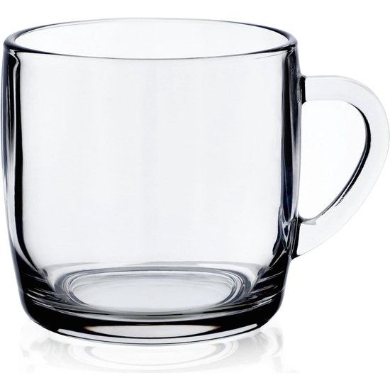 Theeglazen, set van 6 glazen met handvat, glazen kopjes voor 6 personen, vaatwasmachinebestendig, drinkglazen voor koffie, thee, water, sap, dranken, sapglazen, waterglazen, glazenset