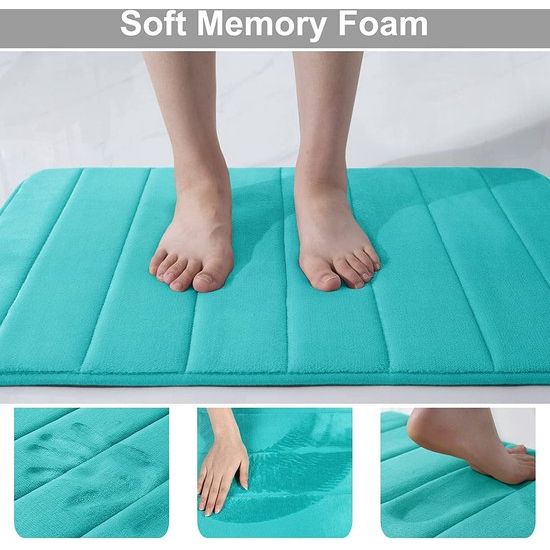 Badmat van traagschuim, absorberend, antislip, wasbaar, pauwgroen, 40 x 60 cm