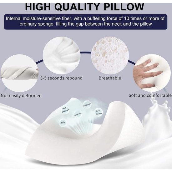 Ergonomisch slaapkussen, traagschuim hoofdkussen, neksteunkussen, in hoogte verstelbaar, wasbaar kussensloop (60 x 35 x 9/11 cm)