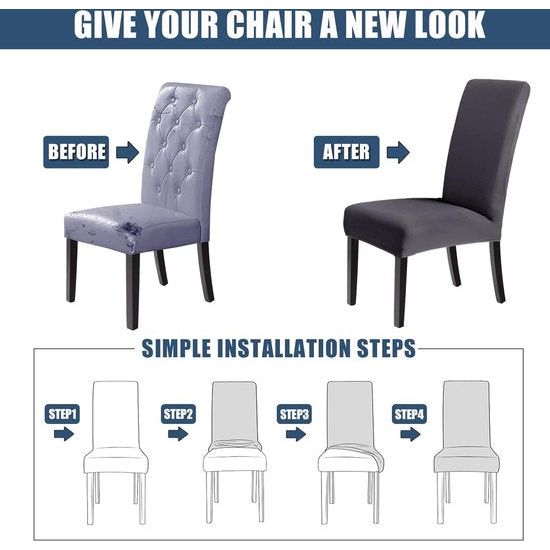 Stoelhoezen, set van 4 stoelhoezen, stretch hoezen voor schommelstoelen, eetkamerstoelen, bescherming, stoelhoezen, decoratie, bi-elastische overtrek voor hotel, bruiloft, banket, keuken,