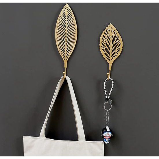 Kleerhaken, 3 stuks, decoratieve haken, plakhaken, bladeren, gietijzer, decoratie, wandhaken, gordijn TieBacks, wandhaken voor het ophangen van sleutels, handdoeken, mantel, tuinhaken, haken