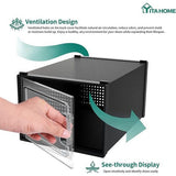 Schoenendozen, set van 6, schoenendoos stapelbaar, stabiel, opbergdozen voor schoenen met transparante deur en ventilatiegaten, voor schoenen tot maat 46, stapelbare schoenendoos zwart