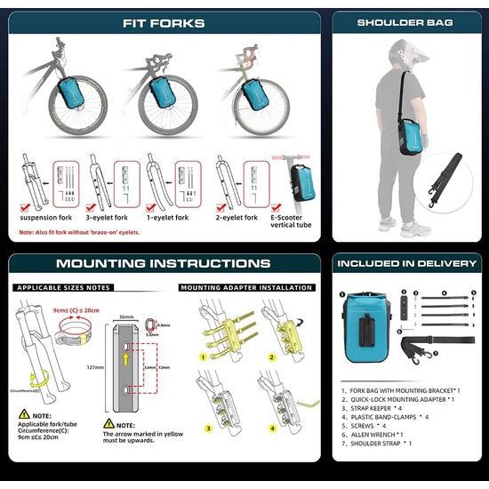Fietstas voor bagagedrager, waterdichte fietstas voor bagagedrager, zadeltas 4L, schoudertas, laptopbagagedrager, professionele fietsaccessoires-blauw