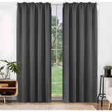 Thermogordijn, curtains with pleated tape, opaque, soundproofing, 260 x 140 cm (height x width), dark gray, set of 2. Thermogordijn, gordijnen met plooiband, ondoorzichtig, geluidsbescherming, 260 x 140 cm (hoogte x breedte), donkergrijs, set van 2.