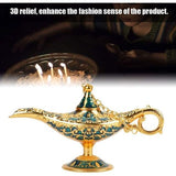 Aladdin Lamp, Metal Carved Hollow Legend Lamp Hollow Aladdin Magic Genie Light Desired Pot Decoration