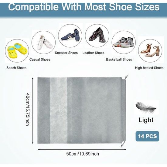 14 Schoenentassen Reisschoenentas met trekkoord Schoenentas Reistas Mesh tas Stofdichte schoenentas Schoenentas Schoenentassen Reisschoenentas voor schoenen Opbergtas Dagelijks