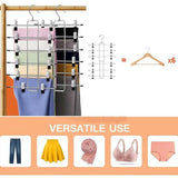 Broekhanger, ruimtebesparend, metalen broekhanger, klemmen, set van 2, broekkleerhangers van metaal, met verstelbare klemmen, antislip, voor broek/rokken, zwart (2 stuks)