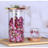 Glazen pot met houten deksel, luchtdichte voorraadpotten, hoogwaardige borosilicaatglas, voorraaddoos, bewaarpot voor spaghetti, muesli, meel, koffie, thee, 1150 ml