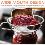 Roestvrijstalen inmaaktrechter met handvat voor brede en normale glazen en weckpotten, brede hals voor vloeibare en droge ingrediënten, grote vaste stoffen, olie, bonen en jam