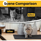 Kattenbakmat, hoogwaardige dubbellaagse waterdichte kattenmat, honingraatpatroon om de strooiverdeling te regelen, eenvoudige reiniging voor de kattenbakmat (zwart, groot, 76 x 61 cm)