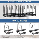 Potdekselhouder, uitbreidbare dekselhouder Lade Potdekselhouder met 10 verstelbare verdelers Pannenhouder Potdekselhouder Lade voor potdeksels, snijplanken, pannen