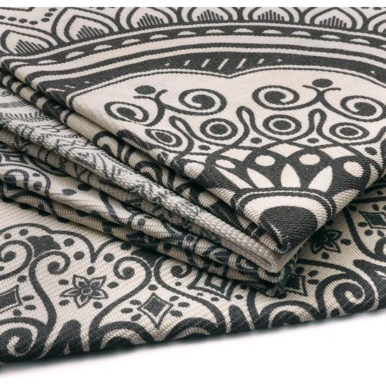 120 cm rond tapijt, katoenen tapijt met kwastjes, wasbaar mandala-bedrukt tapijt, Boheems Marokko, modern tapijt voor slaapkamer, woonkamer, keuken