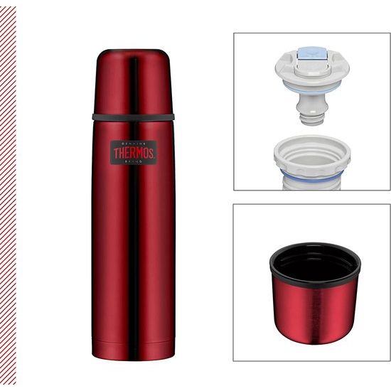 Thermosfles roestvrij staal Light&Compact, roestvrij staal rood 750 ml, isoleerfles met drinkbeker 4019.205.075, vaatwasmachinebestendig, thermoskan houdt 18 uur warm, 24 uur koud