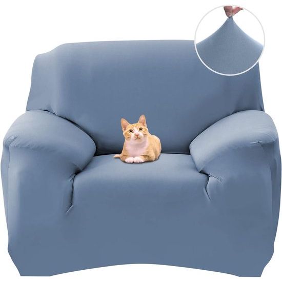 Bankhoes 1-zits - Stoel Sofa Cover - Elastic Stretch Spandex Hoes - Antislip Wasbare Protector en Cover met armleuningen - Grijze Stijl