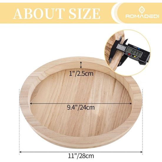 Houten dienblad, kaarsendienblad, decoratie, 28,5 cm, rond, kaarsenbord, houten dienblad, landhuis, kandelaar, decoratief bord, tafeldecoratie, woonkamer