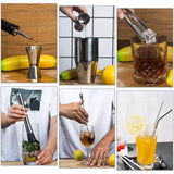 CGPN  Cocktail Shaker Set – 19 delige roestvrijstalen bartensil set met roterende bamboe standaard – perfecte barset tools voor een fantastische drankmix ervaring
