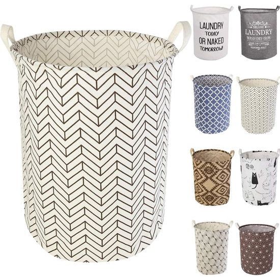 17,7 inch wasmand, opvouwbare pop-up wasmand, waterdicht, rond, katoen, linnen, voor slaapkamer, opslag, babykleding, speelgoed