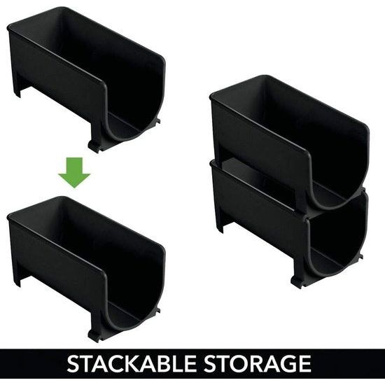 4-delige set modern wijnflessenrek – stapelbaar flessenrek voor waterflessen en drinkflessen – stijlvolle wijnflessenhouder voor de keuken en voorraadkamer – zwart