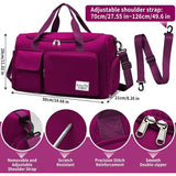Sporttas voor dames en heren, reistas met schoenenvak en nat vak, groot, opvouwbaar, waterdichte zwemtas, lichte trainingstas, jongens, meisjes, duffeltas voor sport, fitness, reizen, paars