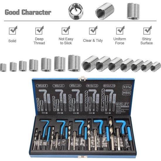 reparatieset voor deelschroeven met M5 M6 M8 M10 M12 / sleeve inserts
