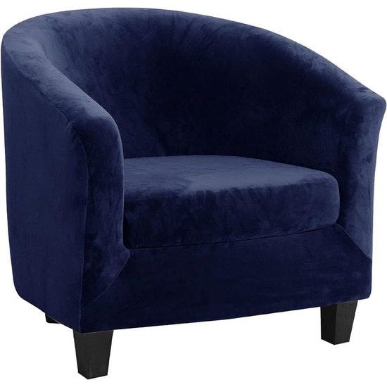 Overtrek voor badstoelen, 2-delig (met kussenhoes), clubstoelhoezen van fluweel met hoge elasticiteit, voor fauteuil, woonkamer en receptie, Tibetaans blauw