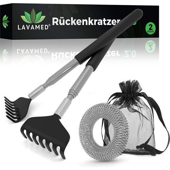 2 x uitschuifbare rugkrabber - 2-pack stevige roestvrijstalen rugkrabber met 58 cm lange telescopische arm in een set van 2 als krabhulpmiddel voor krabben en kruipen op de rug