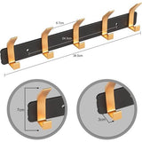 Kapstokhaken, zwart en goud, met 5 haken, deurhaken voor badkamer, keuken, woonkamer en hal