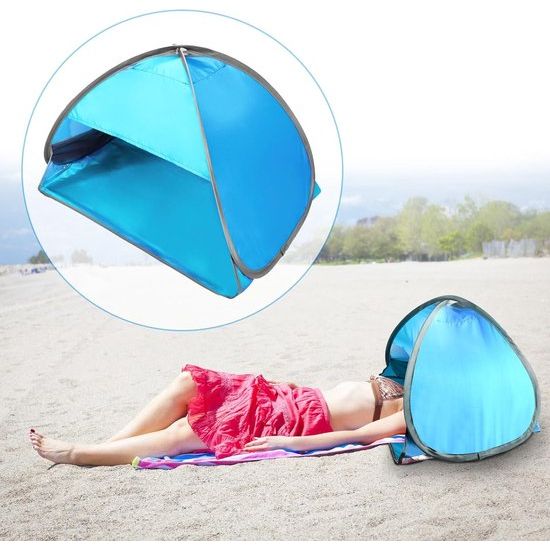 Pop-up tent mini, mini-hoofdtent, pop-up tent tegen de zon, strandopvang pop-up hond, mini-strandtent, ideaal voor strandkamperen en buitenactiviteiten (hemelsblauw)