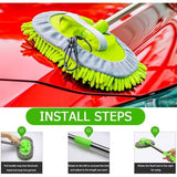 Autowasborstel, telescoop, 120 cm, wasborstel, microvezel, koraal, chenille, autowasmop, 180 graden draaibaar, washandje met telescoopsteel, voor in de auto, caravan, camper