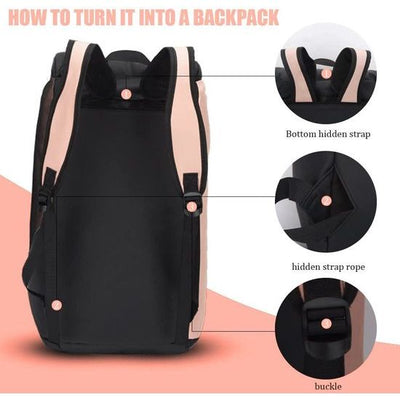 Sporttas voor dames, sporttas met USB-oplaadpoort, weekendtas met zak voor natte spullen en schoenenvak voor dames en meisjes, voor reizen, gym, yoga, Zwart