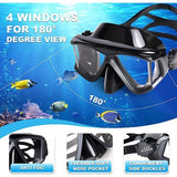 Snorkeluitrusting voor volwassenen, professioneel anti-fog snorkelmasker, droog Snorkel duikmasker voor Freediving, Snorkelen, Zwemmen