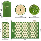 Acupressuurset Acupressuurmat Kussenzak Massagebal Verlicht rugpijn en nekpijn Spierontspanning (groen-beige)