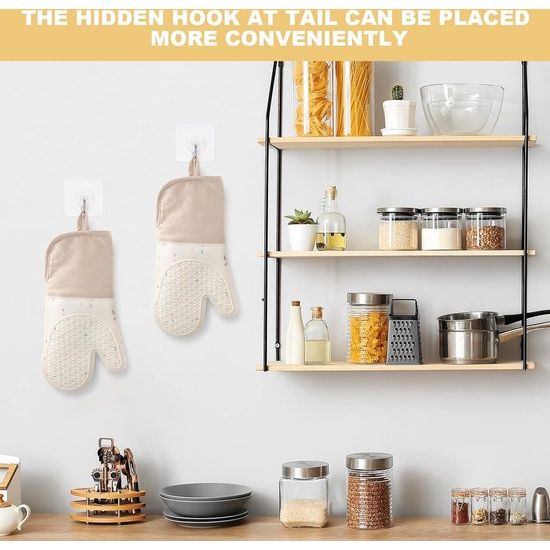 Ovenhandschoenen, set van 1 paar siliconen en katoen, antislip, hittebestendige ovenhandschoenen, ovenhandschoenen voor keuken, koken, bakken, grillen, BBQ, met 1 pannenlap