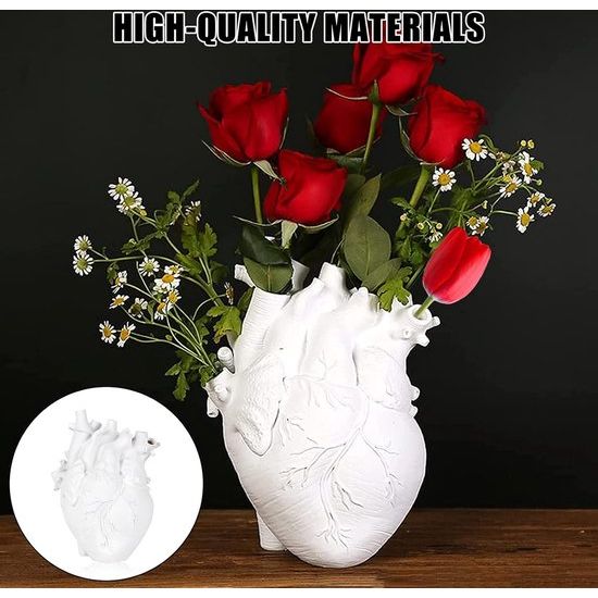 Hartvaas, anatomische bloempot, vazenhars, decoratieve bloemenvaas, vaasdecoratie voor woonkamer, slaapkamer, bruiloft, feest